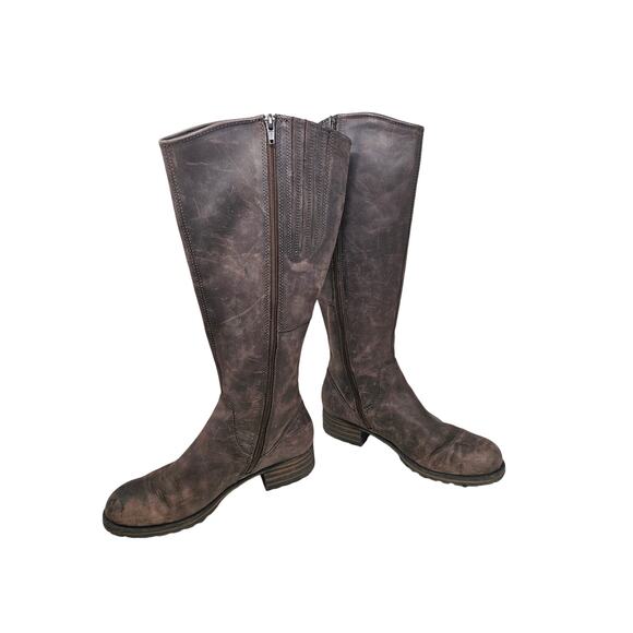 Clarks 7 Brown Leather Tall Boot Flat Boho Western Casual Riding Minimalist - Picture 4 of 4